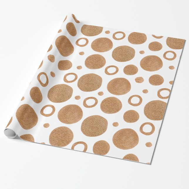 Gold circles and dots wrapping paper (Unrolled)