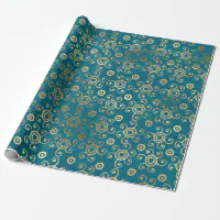 Tropical Christmas Fala Lets Roll Teal Convertible Wrapping Paper