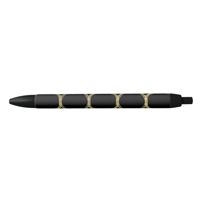 Gold Circles & Black Modern Trendy Chic Glam Pen (Front)