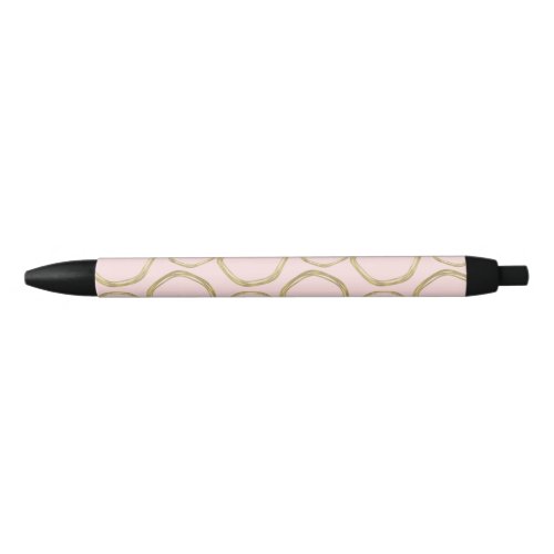 Gold Circles  Blushing Pink Modern Trendy Chic Black Ink Pen