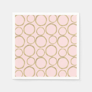 Gold Circles & Blushing Pink Modern Trendy Chic Napkins