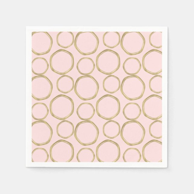 Gold Circles & Blushing Pink Modern Trendy Chic Napkins (Front)