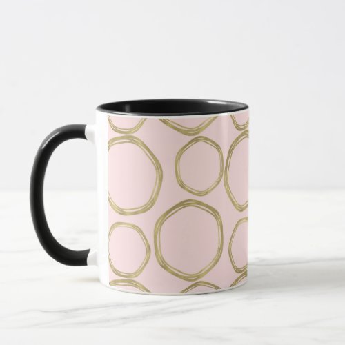 Gold Circles  Blushing Pink Modern Trendy Mug