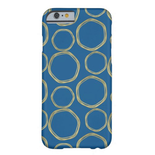 Gold Circles  Bright Blue Modern Trendy Barely There iPhone 6 Case