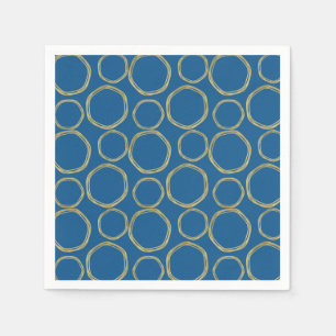 Gold Circles & Bright Blue Modern Trendy Napkins
