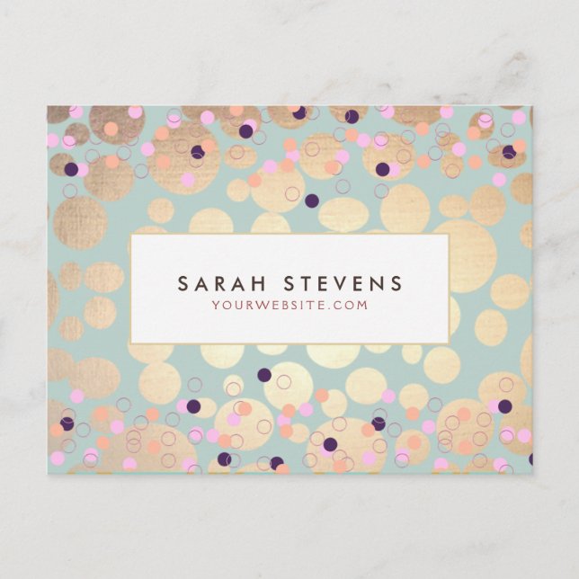 Gold Circles Colorful Confetti Beauty Salon Fun Postcard (Front)