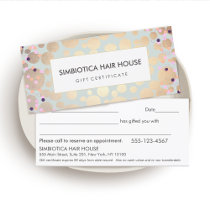 Gold Circles Confetti Salon Spa Gift Certificate Cards