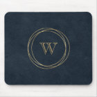 Gold Circles Dark Blue Monogram