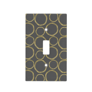 Gold Circles & Grey Modern Trendy Fashion Light Switch Cover