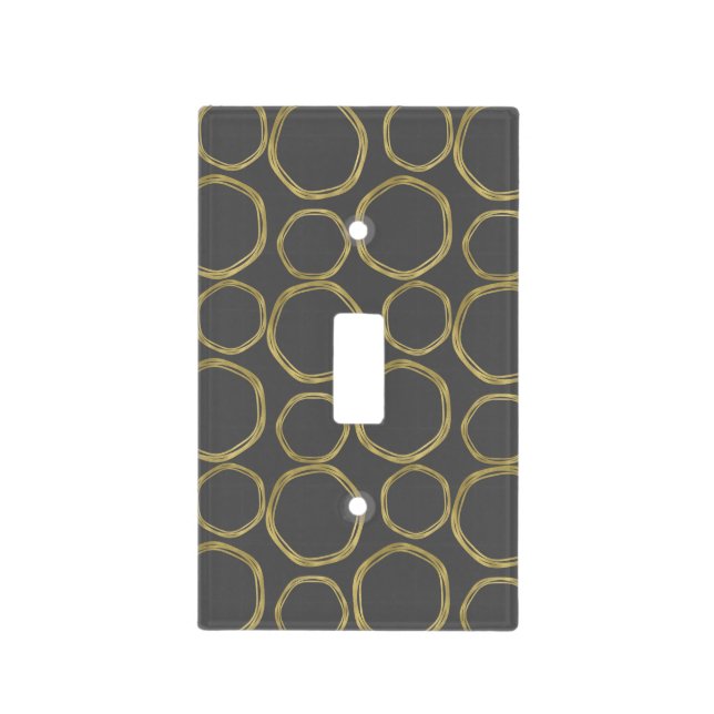 Gold Circles & Grey Modern Trendy Fashion Light Switch Cover (Front)