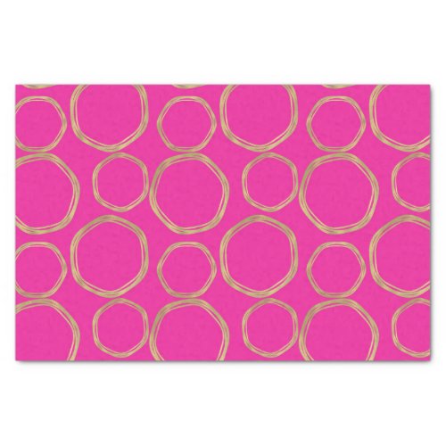 Gold Circles  Hot Pink Bright Bold Modern Trendy Tissue Paper