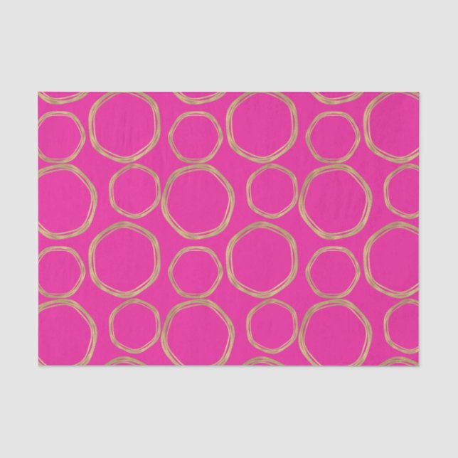 Gold Circles & Hot Pink Bright Bold Modern Trendy Tissue Paper (Front)
