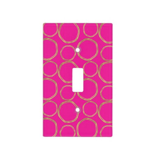 Gold Circles  Hot Pink Modern Fashion Chic Light Switch Cover