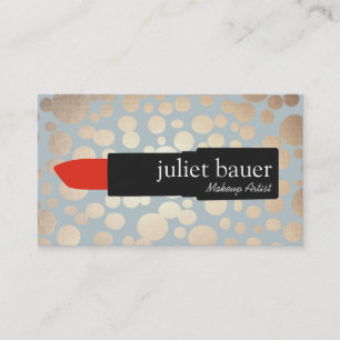 Gold Circles Makeup Artist Lipstick Logo Beauty Business Card