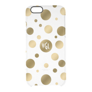 Gold Circles On White Custom Background Clear iPhone 6/6S Case