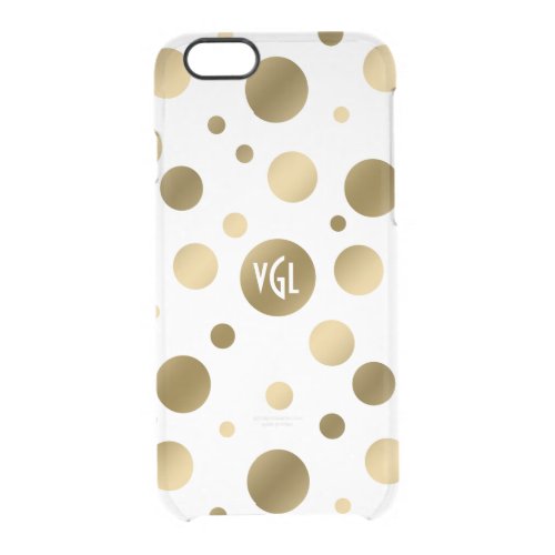 Gold Circles On White Custom Background Clear iPhone 66S Case