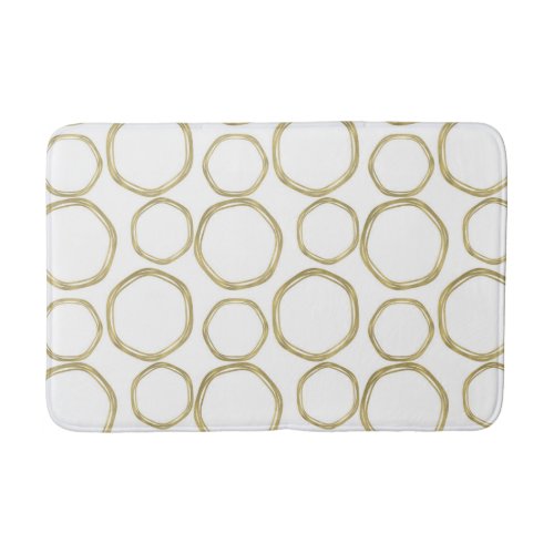 Gold Circles On White Modern Bath Mat