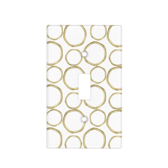 Gold Circles On White Modern Chic Light Switch Cover (Front)