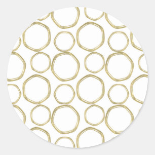 Gold Circles On White Modern Trendy Classic Round Sticker
