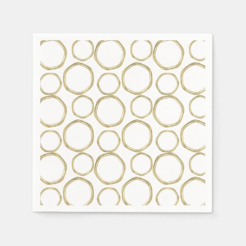 Gold Circles On White Modern Trendy Napkins