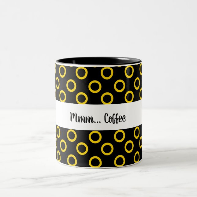 Gold Circles Pattern w/Black Two-Tone Coffee Mug (Center)