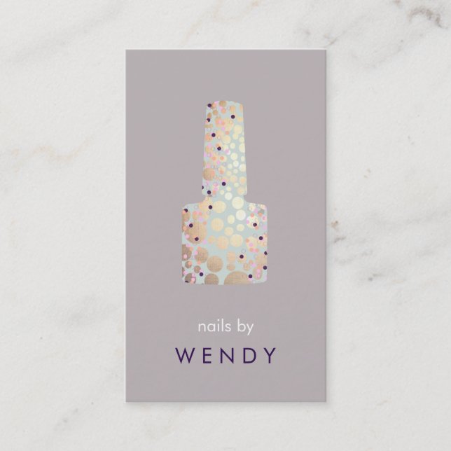 Gold Circles Polish Bottle Nail Bar Manicurist Business Card (Front)