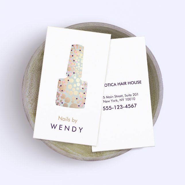 Gold Circles Polish Bottle Nail Salon Manicurist Business Card (Creator Uploaded)