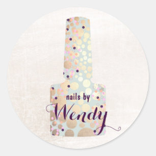 Gold Circles Polish Bottle Nail Salon Manicurist Classic Round Sticker