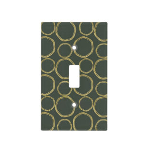 Gold Circles & Rustic Olive Green Modern Fashion Light Switch Cover