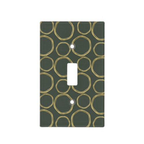 Gold Circles  Rustic Olive Green Modern Fashion Light Switch Cover