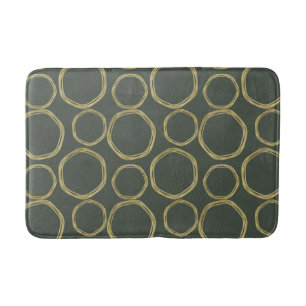 Gold Circles & Rustic Olive Green Modern Trendy Bath Mat