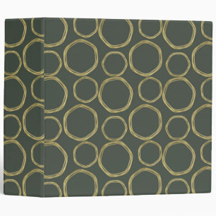 Gold Circles Rustic Olive Green Modern Trendy Glam 3 Ring Binder
