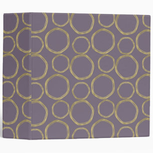 Gold Circles & Rustic Taupe Purple Modern Trendy 3 Ring Binder