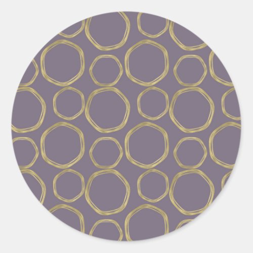 Gold Circles  Rustic  Taupe Purple Modern Trendy Classic Round Sticker