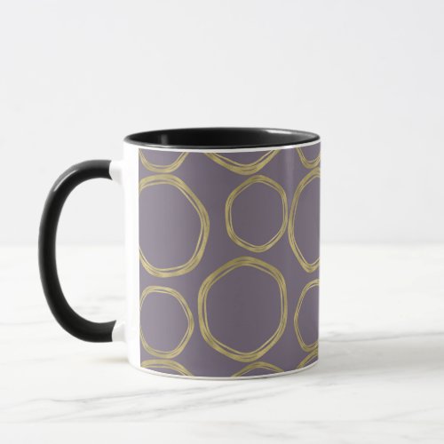 Gold Circles  Rustic Taupe Purple Modern Trendy Mug