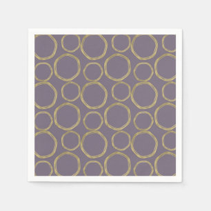 Gold Circles & Rustic Taupe Purple Modern Trendy Napkins