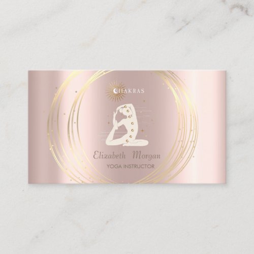 Gold Circles Yoga Girl Silhouette Rose Gold Business Card