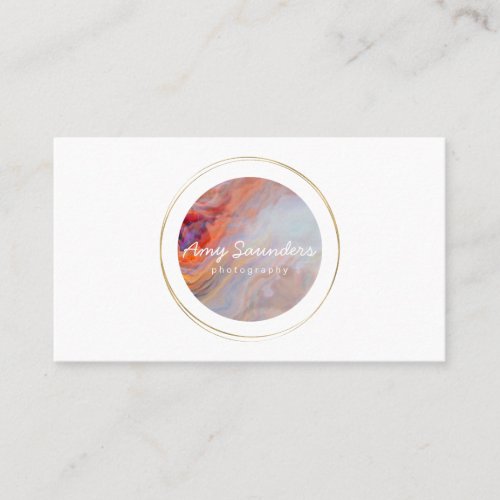 Gold Circular Fire Opal Design Business Card