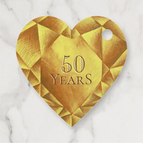  Gold Citrine Watercolor Heart Wedding Anniversary Favor Tags