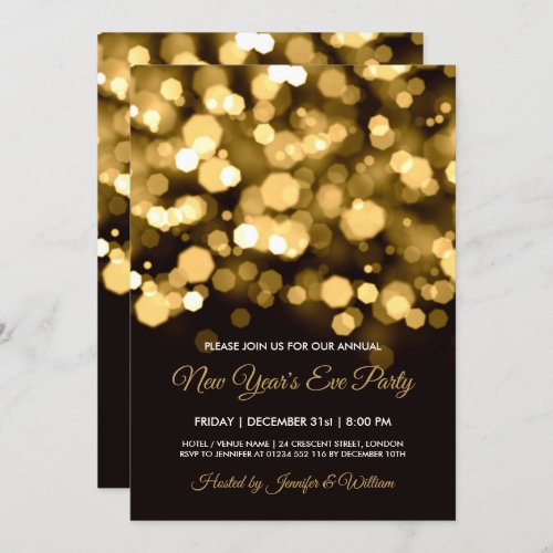 Gold City Lights New Years Eve Party Invitation