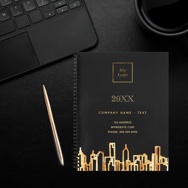 Gold city skyline black business professional logo notebook (Creator Uploaded)