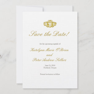 Gold Claddagh Ring Save the Date Card