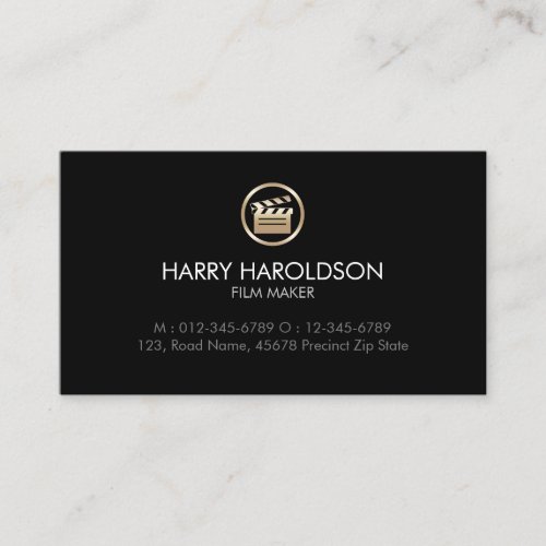 Gold Clapperboard Icon Film Director Visual Arts Business Card