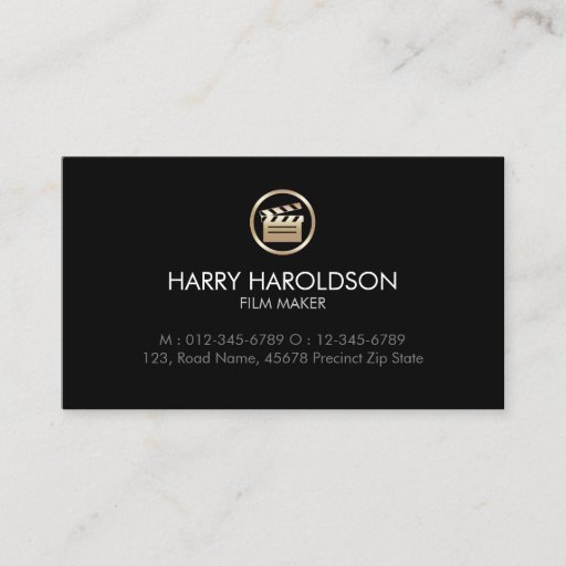 Customizable Gold Clapperboard Icon Film Direcor Business Card