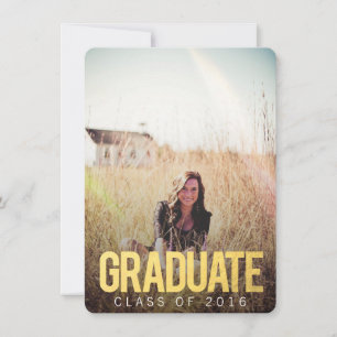 GOLD CLASS OF 2016 GRADUATION PHOTO INVITE