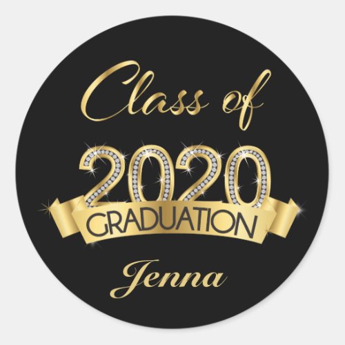 Gold Class of 2020 Graduation Sticker