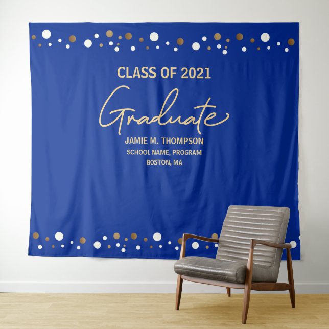 Gold Class of 2021 Royal Blue backdrop graduation (In Situ (Horizontal))