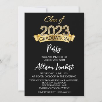 Gold Class Of 2023 Graduation Party Invitations by AnnounceIt at Zazzle