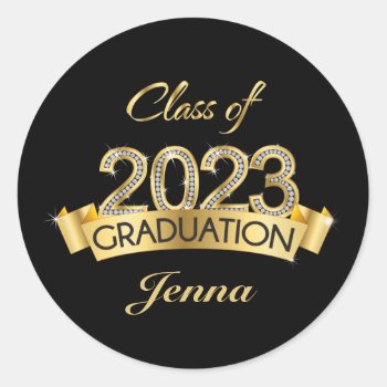Gold Class Of 2023 Graduation Sticker by AnnounceIt at Zazzle