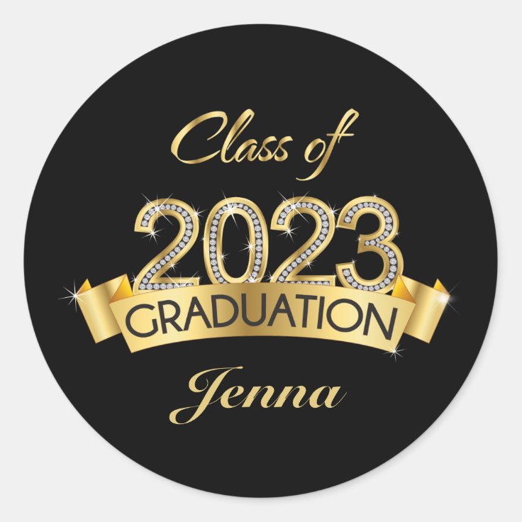 Gold Class Of 2023 Graduation Sticker Zazzle 0855